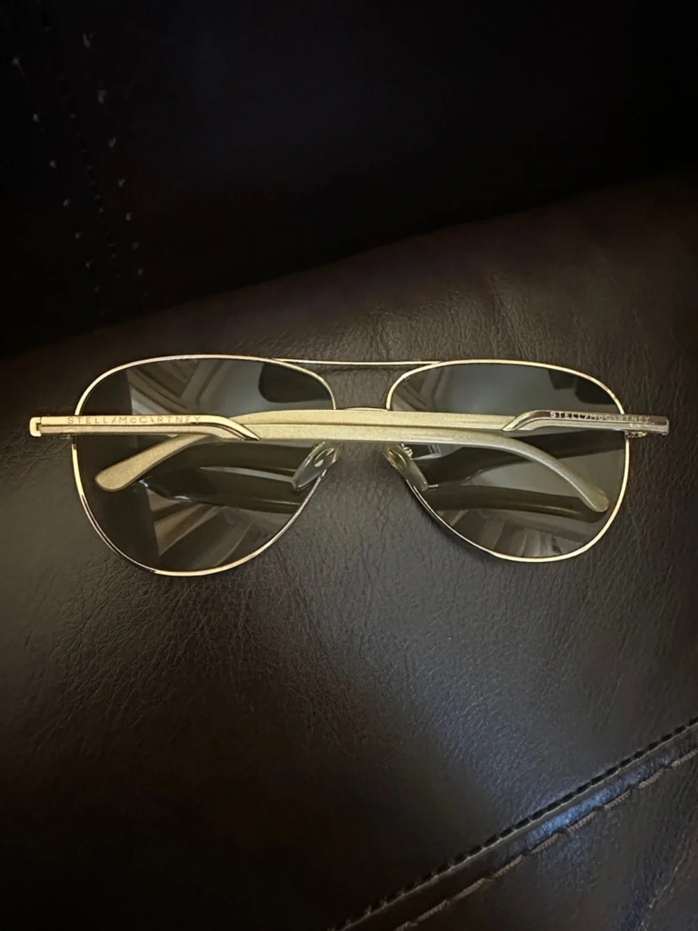 Stella McCartney Gold Aviator Sunglasses with Brown Gradient Lenses